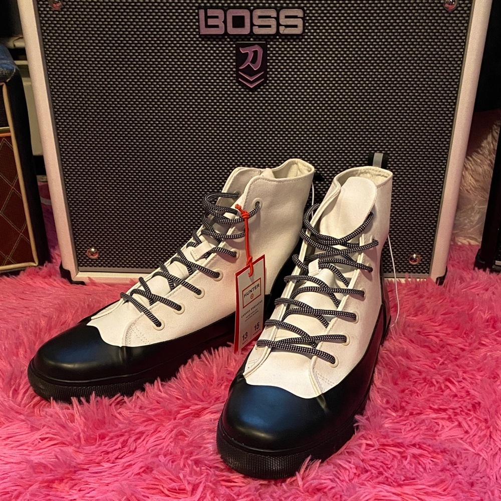 Hunter x Target high top black and white canvas sneakers size 13M 15W NWT